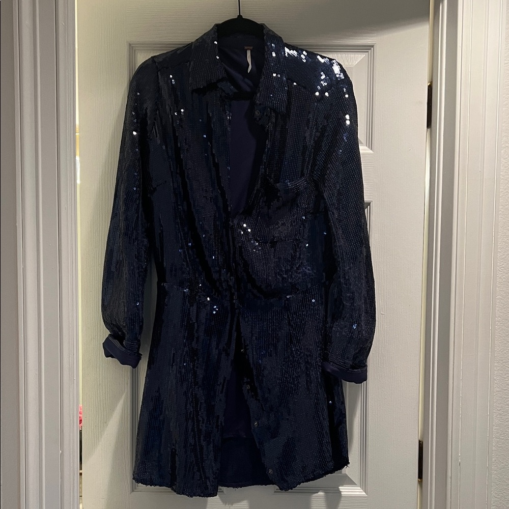 Free people Sequin Navy Blazer Dress